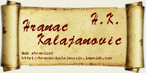 Hranac Kalajanović vizit kartica